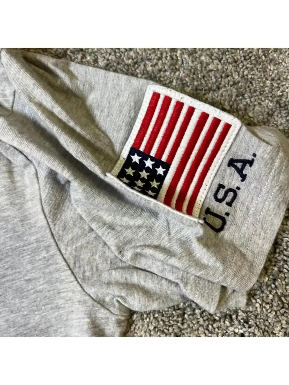 Polo Ralph Lauren Boy's Youth Gray POLO USA Flag T-Shirt size Large (14-16)
